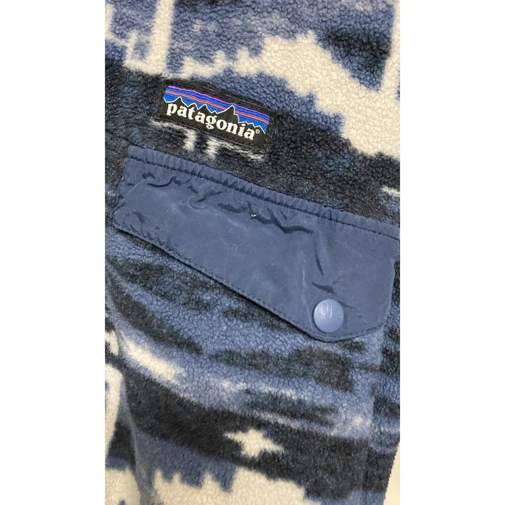 Men's Patagonia Synchilla Snap-T Pullover Fleece Retro Stone Blue Aztec Print Lg - Picture 4 of 6